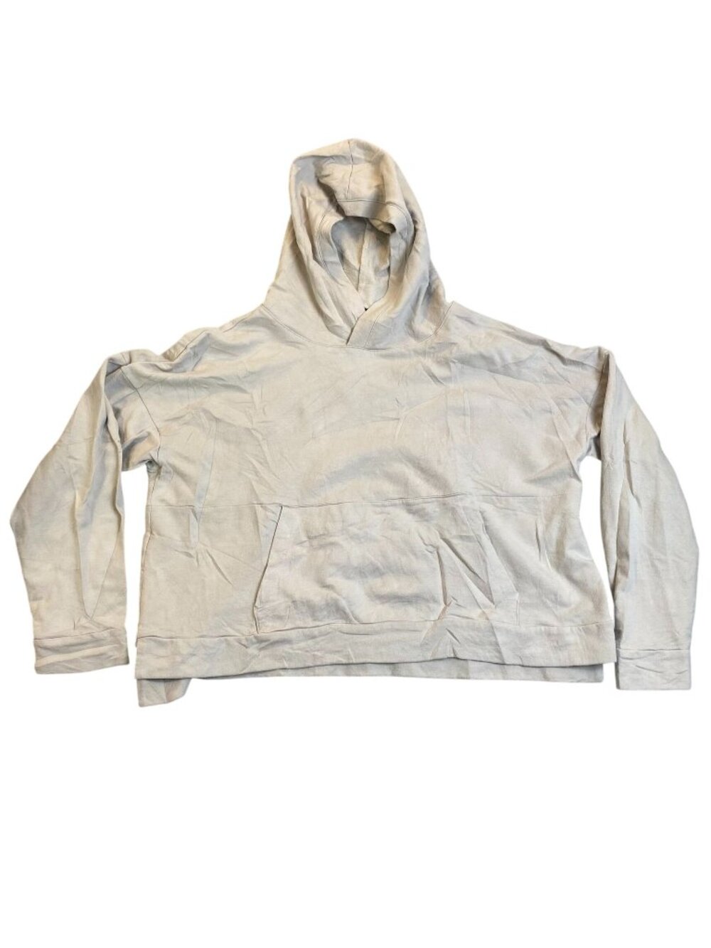 FLX Womans Cropped Hoodie Sweatshirt Size XL Beige Pullover Stretch Casual
